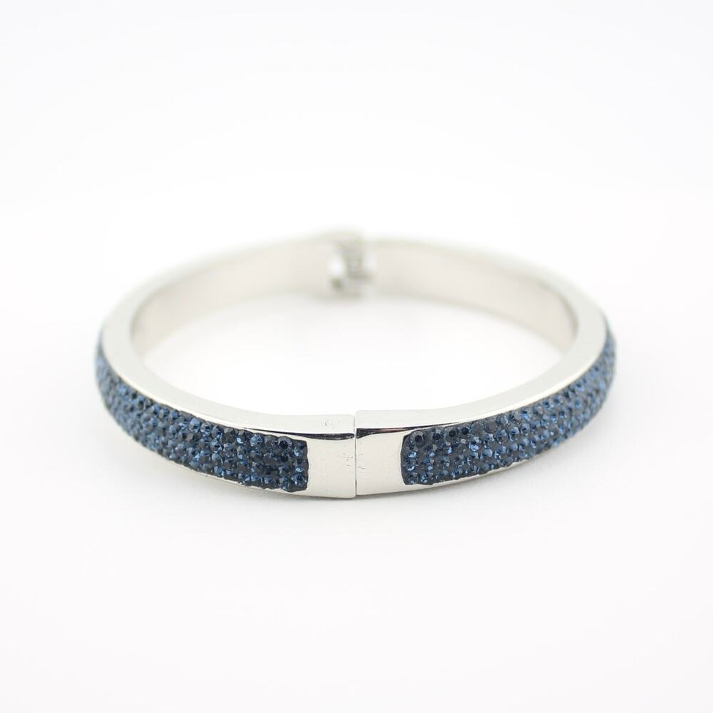 Talbots Silver Navy Blue Enamel Hinged Bangle Bracelet